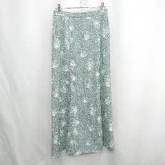 ◇ Θ Ungrid 花柄 スリット加工 ウエストゴム ロング丈 フレア スカート サイズF グリーン ホワイト レディース E  【1502060006224】