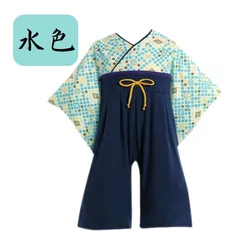 送料無料 水色 ベビー服 和装 袴 ロンパース 記念撮影 フォーマル 着物 子供服 男の子 七五三 端午の節句 お食い初め お宮参り 70cm 80cm 90cm 100cm