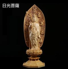 修縁堂】仏像 阿弥陀三尊 日光菩薩 観音菩薩 八角蓮華丸台座 木彫り