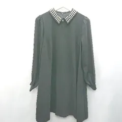 ◇ CAROLINA GLASER　カロリナ グレイサー 首元装飾 長袖 マキシ ワンピース サイズM ブラック系 レディース E  【1408220037681】