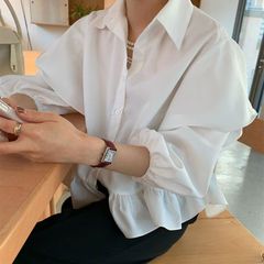 dazzlin ウェーブフリルショートシャツ 裾ボリューム クロップド丈 