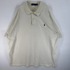 古着 ポロ・ラルフローレン POLO RALPH LAUREN 鹿の子 半袖 ポロシャツ ロゴ 刺繍 大きいサイズ 2ボタン 2XB  ホワイト系 無地 メンズ