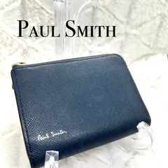 【定番人気】ポールスミス コインケース パスケース ネイビー ジップストローグレイン