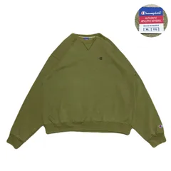 Champion チャンピオン Sweatshirts スウェット EmbroideredLogo 刺繍ロゴ 目有り メキシコ製 FleeceLining 裏起毛 Cotton コットン Polyester ポリエステル Olive オリーブ XL