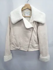 ◇ ⊇ MAJESTIC LEGON 中綿 スウェード調 長袖 ライダースジャケット サイズM ピンクベージュ系 レディース E  【1507010013383】