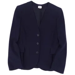 美品 アルマーニ コレッツォーニ ARMANI COLLEZIONI ジャケット ノーカラー 無地 アウター レディース 42(L相当) ネイビーのサムネイル