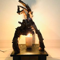夜の鶴　L05 LED照明　流木アート　インテリア　三本　流木らいと