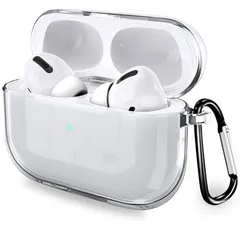 【最短発送】指紋に強く キズや汚れ防止 ワイヤレス充電可能 フック付き ケース TPU素材 pro(2023/2022)専用カバー AirPods 前面のLEDが隠れない AirPods 対応 クリア ハイブリッドカバー(クリア) 2ケース pro YAODL