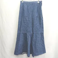 ◇ ⊂ LOWRYS FARM ローリーズファーム 後ろウエストゴム ロング丈 フレア スカート サイズM ブルー系 レディース E  【1501230047388】