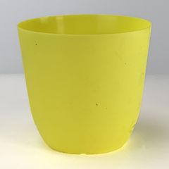 プラ鉢 3号 スタンダード丸鉢リーフ模様 イエロー 3.5TKM 幅9.2cm×高さ8.5cm 