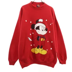 MICKEY UNLIMITED ミッキー アンリミテッド 90s オールド USA製 ミッキーマウス 長袖 トレーナー XL レッド スウェット ディズニー メンズ 古着