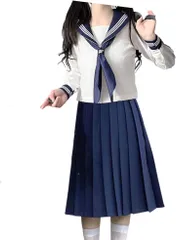 FARFADET セーラー服 スカート スカーフ 上下 3点セット コスプレ 制服 女子学生服 コスチューム( L)