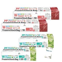 冷凍・冷蔵保存 液体 対応 ジップバック 保存袋 W-Zipper ダブルジッパーチャック付 ポリ袋 メモスペース付 冷凍ストック L(10枚入）・M(20枚入) 各2個セット +咲耶姫STOREオリジナルくじ [L・M 各2個セット]のサムネイル