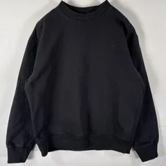 古着 アディダス adidas スウェット クルーネック ワンポイントロゴ刺繍 トレフォイルロゴ トレーナー M  ブラック 無地 メンズ