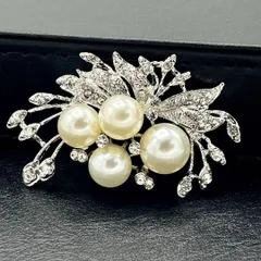 BC087 ブローチ コサージュ パールデザイン おしゃれ フォーマル シルバー