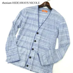 rhenium HIDEAWAYS NICOLE ハイダウェイ ニコル 通年 レイヤード風★ メランジ ボーダー カーディガン Sz.46　メンズ