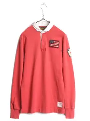 【お得なクーポン配布中!】 ヴィンテージ加工 ラグビー ラルフローレン 長袖 ラガー シャツ メンズ S ポロ ラグビーシャツ 長袖シャツ ワッペン スリムフィット 星条旗