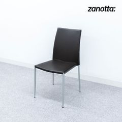 【展示品】Zanotta ザノッタ LIA リア ダイニング チェア アームレス レザー ダークブラウン ロベルト・バルビエリ 定価12万