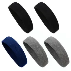 ヘッドバンド ヘアバンド 汗止め 吸汗通気 タオル生地 柔らかい 抗菌防臭 髪留め スポーツ用 洗顔用 自転車 ダンス ランニング ヨガ 男女兼用 無地 コットン（綿）素材 5本セット…