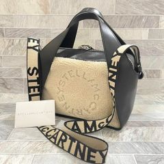 希少★ STELLA McCARTNEY ステラマッカートニー ハンドバッグ ワンショルダー 2way ロゴ入りストラップ レザー ボア ファー ベージュ