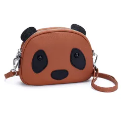 【人気商品】(カーキ) ポーチ軽量スマホポーチ ポシェットレザー携帯 バッグ 肩掛け 斜めがけバッグミニ レディース小さめ ショルダーバッグ 本革 可愛いパンダ