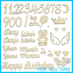 【在庫処分】SPKURICP 木製 レターバナー 40枚セット 月齢フォトグッズ ニューボーンフォト ウッドレター 月齢カード マンスリーカード 記念日フォト 撮影道具 記念写真 出産祝い 成長記録 プレゼント 誕生日