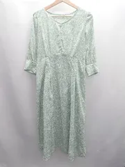 ◇ Θ chocol raffine robe ショコラフィネ ローブ 花柄 長袖 ロング ワンピース サイズF グリーン レディース E  【1411280040232】
