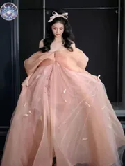 新品 未使用 オフショルダーリボンドレス  チュール　パーティー用