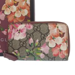 【本物保証】 箱付 超美品 グッチ GUCCI GGブルームス ラウンドファスナー カード入れ 421310 2149 コインケース 花柄 フラワー