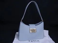 ■新品同様■ FURLA フルラ 1927 レザー ワンハンドル ハンドバッグ ショルダー 肩掛け レディース アイスブルー系 BP1493