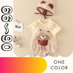 【送料無料】クマさんサロペット 4点セットアップ 女の子 男の子 ベビー キッズ 上下セット 66 73 80 90 韓国子供服 ハーフバースデー ベビー用品 ロンパース 60 70