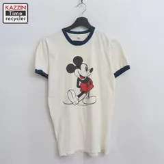70s USA製 vintage ミッキーマウス Mickey Mouse リンガーＴシャツ メンズ 表記Lサイズ