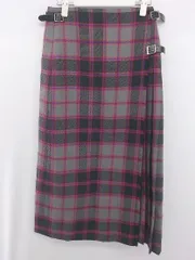 TARAMILLS　ウール　牛革ベルト　チェック　ロングスカート　サイズ４０