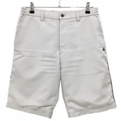 ★SALE価格★【美品】ルコック ハーフパンツ ライトグレー×黒 裏地・後ろ一部メッシュ バックロゴ メンズ L ゴルフウェア le coq sportif