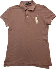 RALPH LAUREN ☆ ラルフローレン ベージュ ブラウン スキニー フィット スリム 半袖 ポロシャツ レディース L 春夏 大人カジュアル■F259