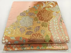 平和屋着物◎六通柄袋帯　草花文　金銀糸　正絹　逸品　CAAL5738kb