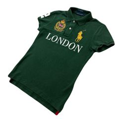 ラルフローレン 半袖 ポロシャツ レディース Mサイズ スキニー シルエット 【 ロンドン 刺繍 人気 細身 】 RALPH LAUREN●BA308