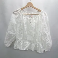 ◇ Θ◎●未使用● UNIQLO ユニクロ エンブロイダリー 七分袖 ブラウス サイズM ホワイト レディース E  【1502060038768】