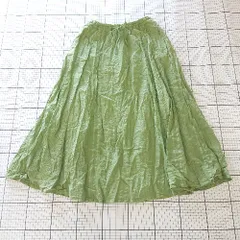 ◇ ⊂ 未使用 chocol raffine robe シアーサッカー ロング丈 ギャザー スカート サイズF グリーン レディース E  【1508260058575】