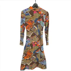 美品 HANAE MORI ハナエモリ VIVID 希少 ヴィンテージ 総柄 和柄 長袖 ベルト ロング ワンピース レディース 9号 m14531