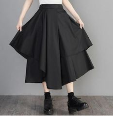 モード系 アシメ スカート ロング レディース 服 大きいサイズ 黒 ブラック