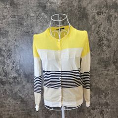 ☆MACPHEE☆マカフィー♪カーディガン♪黄色♪白♪紺ボーダー♪コットン(S)