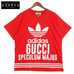 GUCCI グッチ 616036 ×ｱﾃﾞｨﾀﾞｽ ﾚｯﾄﾞ ﾄﾚｲﾌｫﾙ ﾛｺﾞﾌﾟﾘﾝﾄ Tｼｬﾂ XS