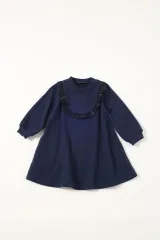 whip cream/チェックフリルミニ裏毛ワンピース　子供服90 キッズ 女の子のサムネイル