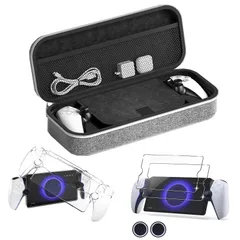 Lwuckbarrt PS Portal 用収納ケース 【新登場-4in1】収納バッグ+PS Portal 用保護カバー+PS Portal 用リモートプレーヤー+PS Portal 用サムキャップ 日本硝子素材 9H 硬度 全透明 充電器を入れる 付属品収納