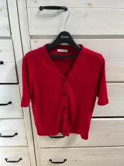 ROEM(ロエム) Vネック 半袖 カーディガン 赤 55