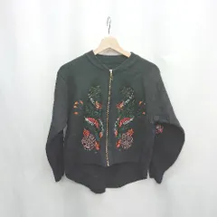 ◇ ⊇ ノーブランド 総柄 長袖 パーカー サイズF ブラック系 レディース E  【1503060000526】