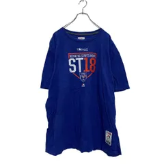Majestic 半袖 プリントTシャツ 2XL ブルー マジェステック ビッグサイズ クルーネック MLB ST18 古着卸 アメリカ仕入 a604-5721