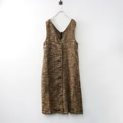 美品 サマンサモスモス Samansa Mos2 SM2 【帯電防止】前後2WAYリボンジレワンピース F/ブラウン ドレス ジャンスカ【2400014449914】