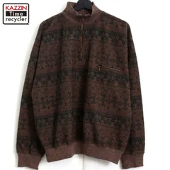 80s イタリア製 vintage L.L.Bean ネイティブ柄 ハーフジップ フリース フリースジャケット メンズ 表記Lサイズ